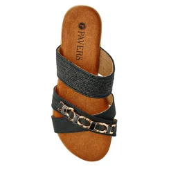 Wedge-Heeled Slip-On Mules - Black