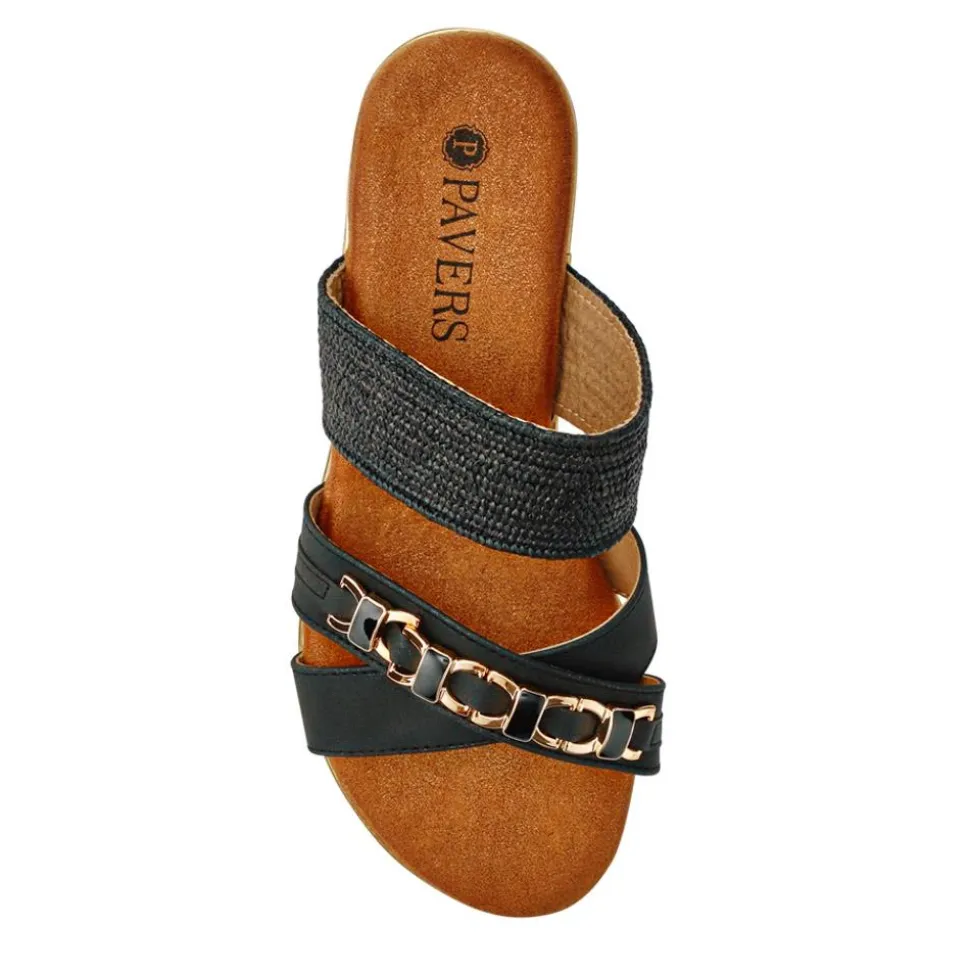 Wedge-Heeled Slip-On Mules - Black