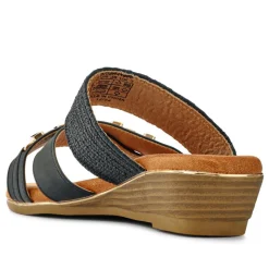 Wedge-Heeled Slip-On Mules - Black