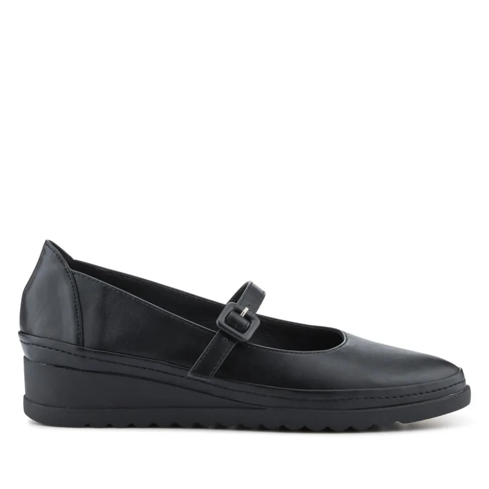 Wedge-Heeled Smart Mary Janes - Black