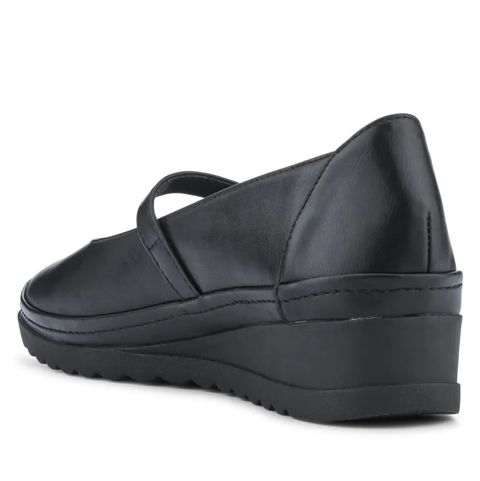 Wedge-Heeled Smart Mary Janes - Black
