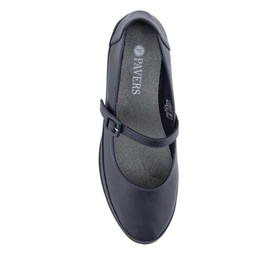 Wedge-Heeled Smart Mary Janes - Navy
