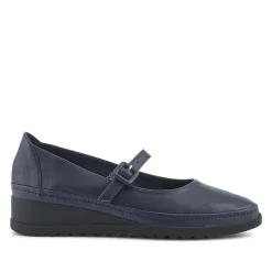 Wedge-Heeled Smart Mary Janes - Navy