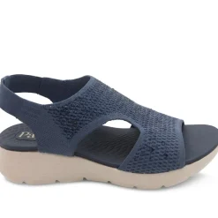 Wedge Heel Elasticated Fit Sandals - Navy
