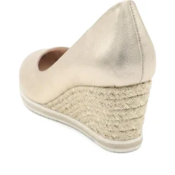 Wedge Heel Espadrille Trim Pumps - Gold