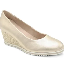 Wedge Heel Espadrille Trim Pumps - Gold
