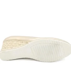 Wedge Heel Espadrille Trim Pumps - Gold