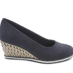 Wedge Heel Espadrille Trim Pumps - Navy