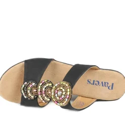 Wedge Heel Jewelled Sandals - Black