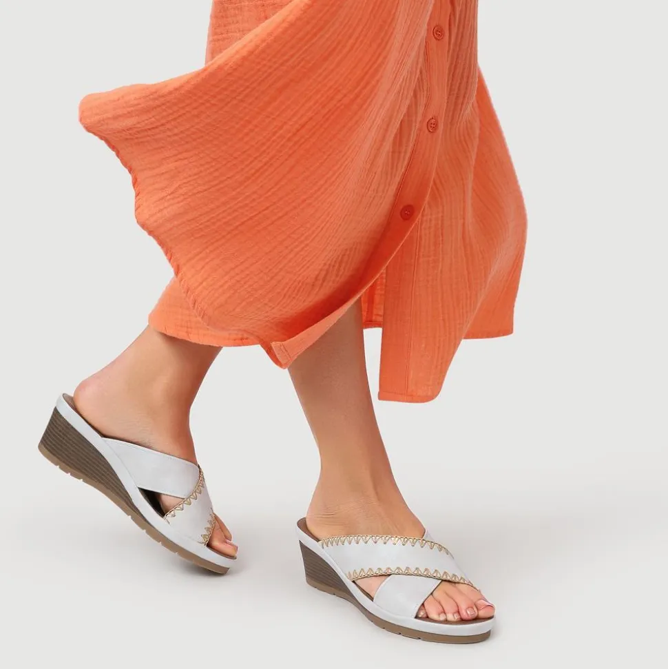 Wedge-Heel Mules - White