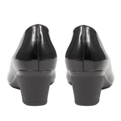 Wedge Heel Slip-On Pumps - Black Patent
