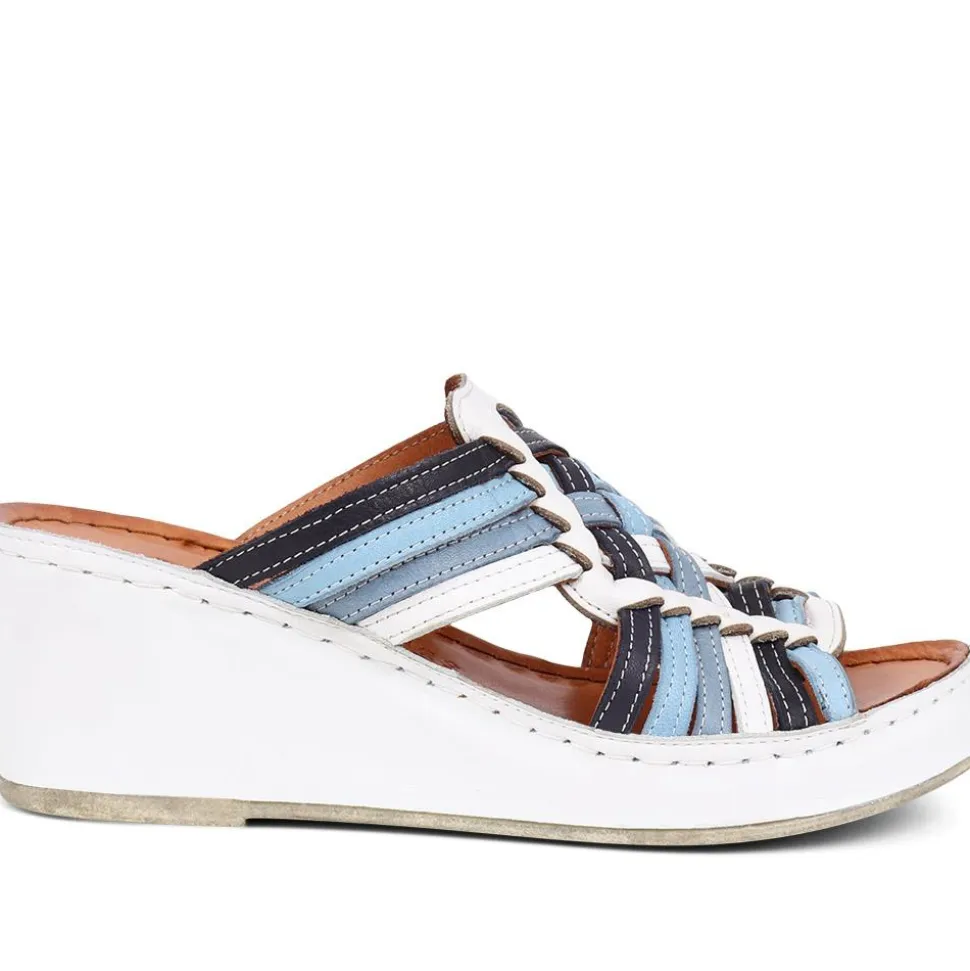Wedge Mule Sandals - Blue Multi
