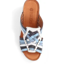 Wedge Mule Sandals - Blue Multi