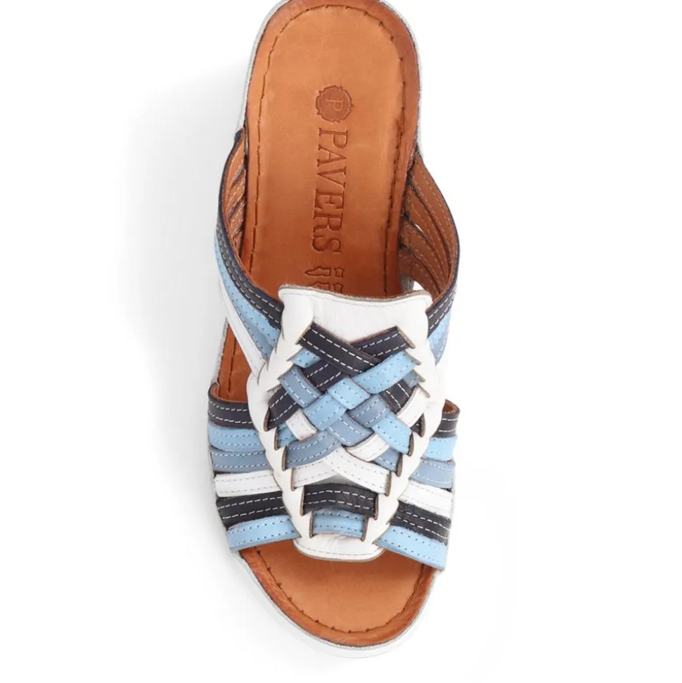 Wedge Mule Sandals - Blue Multi
