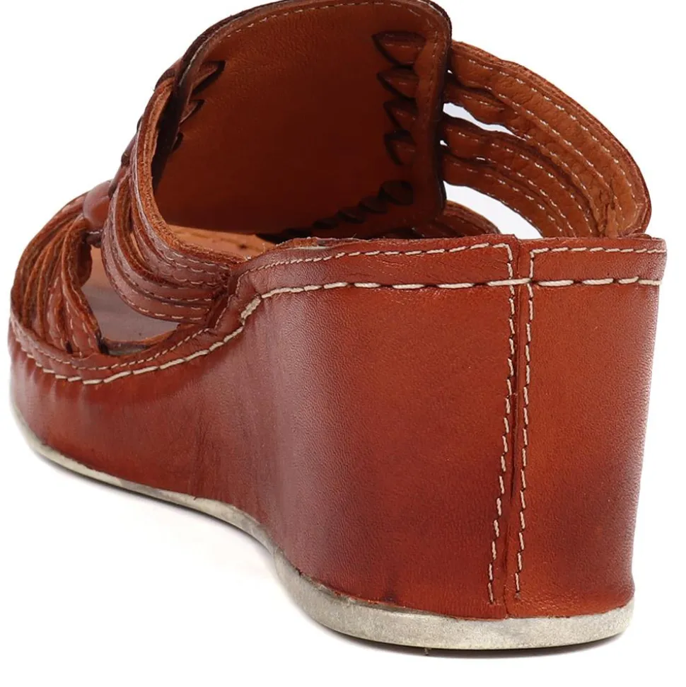 Wedge Mule Sandals - Tan