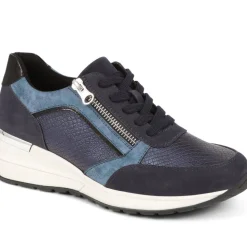 Wedge Sole Trainers - Navy