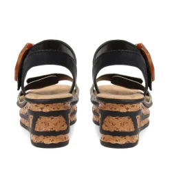 Wedge Two-Tone Sandals - Black Multi