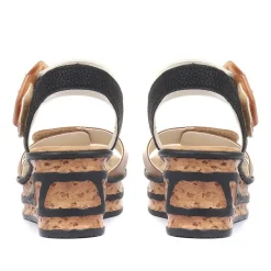 Wedge Two-Tone Sandals - Brown Multi