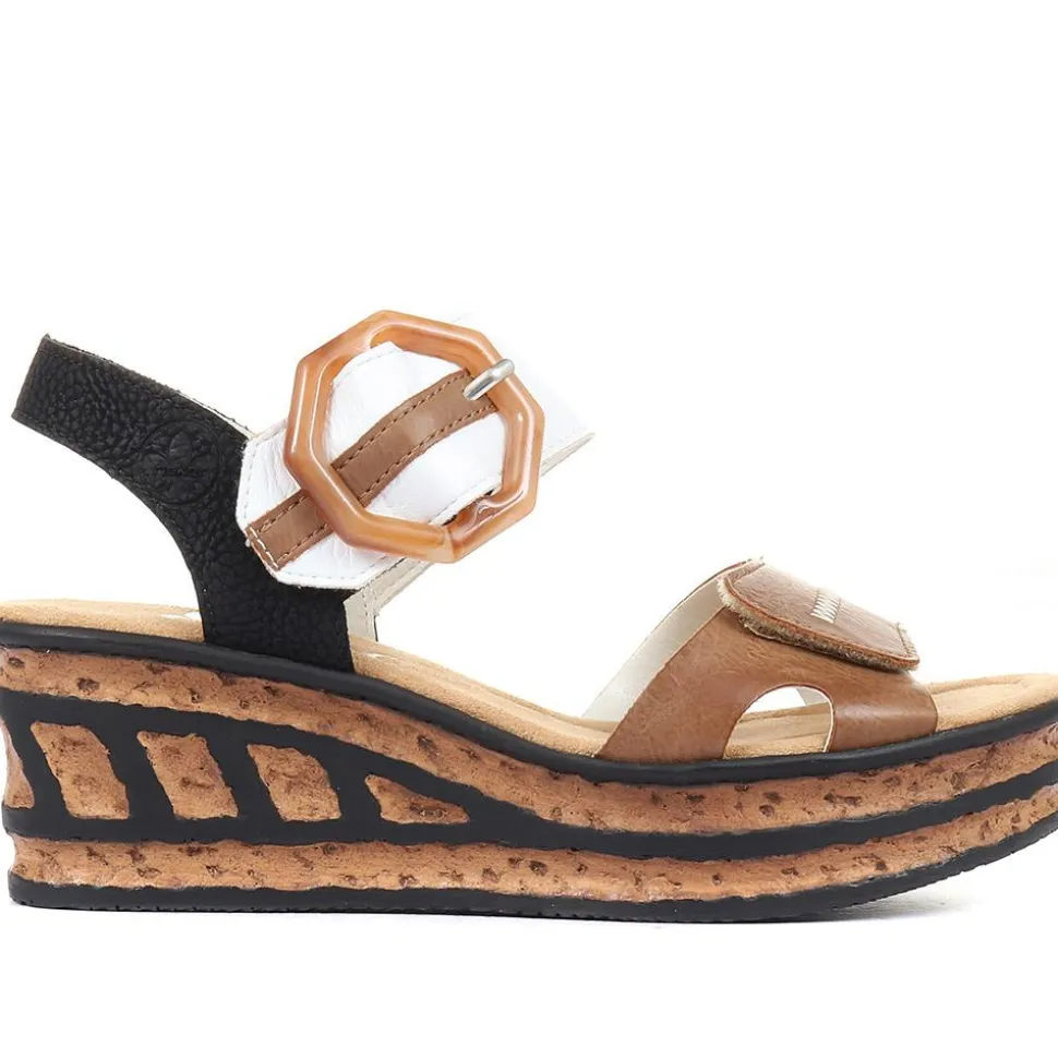 Wedge Two-Tone Sandals - Brown Multi