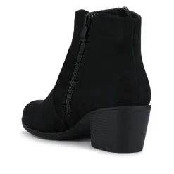 Western-Heeled Ankle Boots - Black