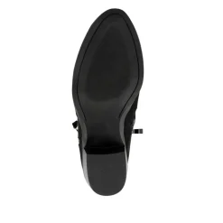 Western-Heeled Ankle Boots - Black