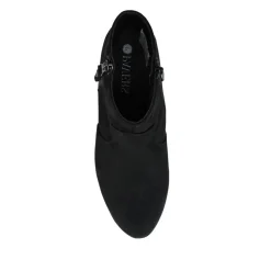 Western-Heeled Ankle Boots - Black