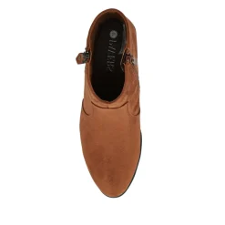 Western-Heeled Ankle Boots - Tan