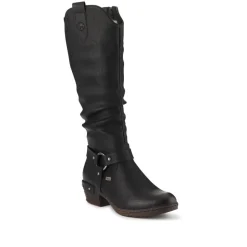 Western-Heeled Long Boots - Black