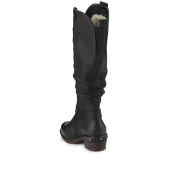 Western-Heeled Long Boots - Black