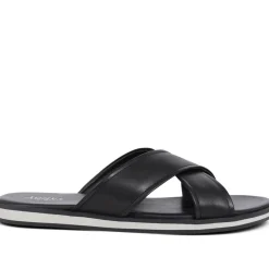 Whitstable Leather Sliders - Black