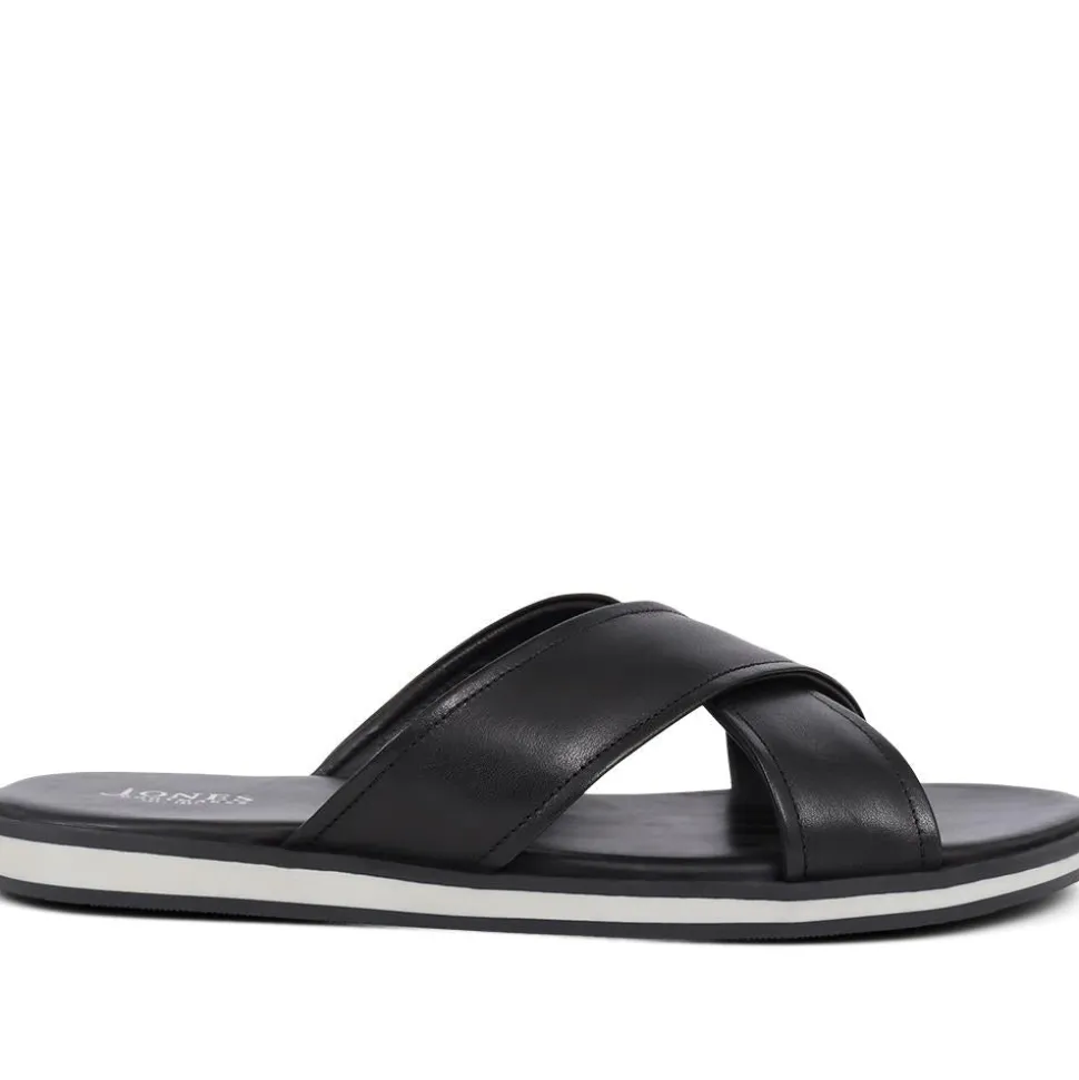 Whitstable Leather Sliders - Black