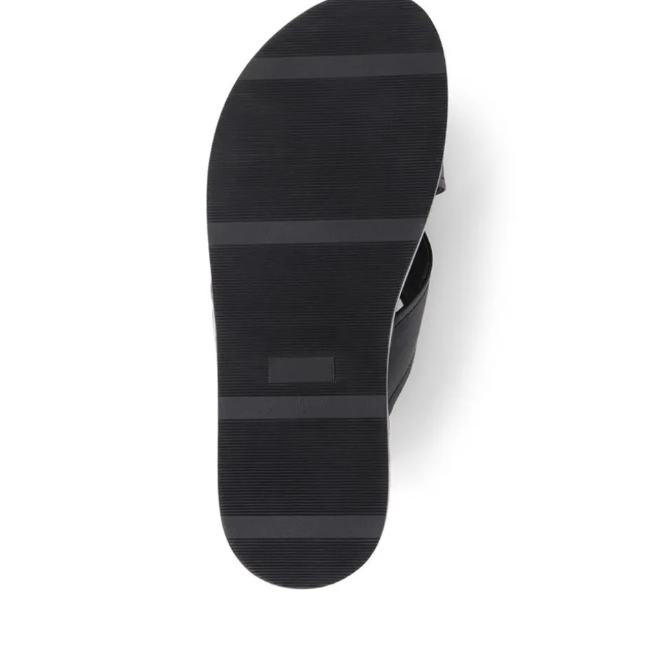 Whitstable Leather Sliders - Black