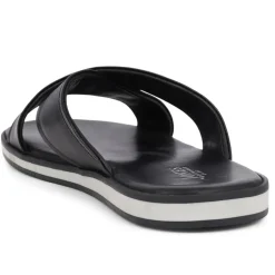 Whitstable Leather Sliders - Black