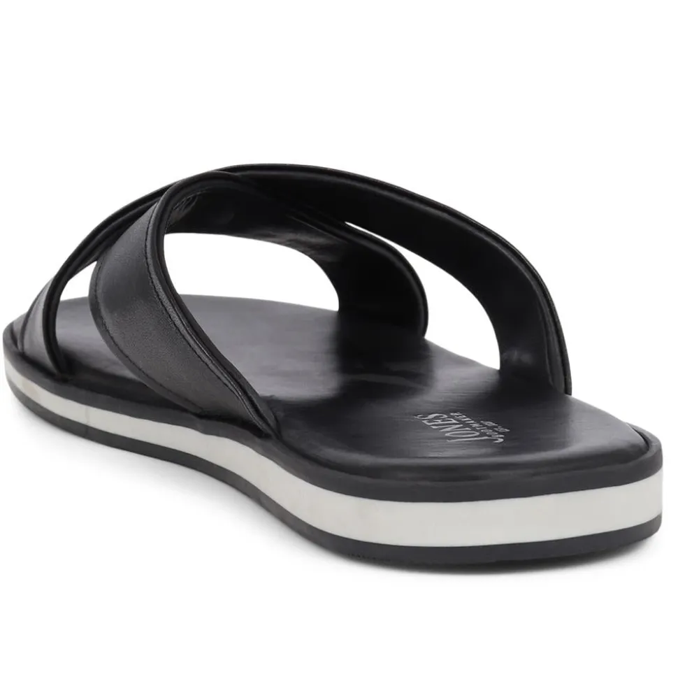 Whitstable Leather Sliders - Black