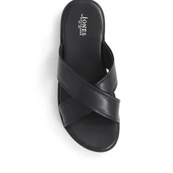 Whitstable Leather Sliders - Black
