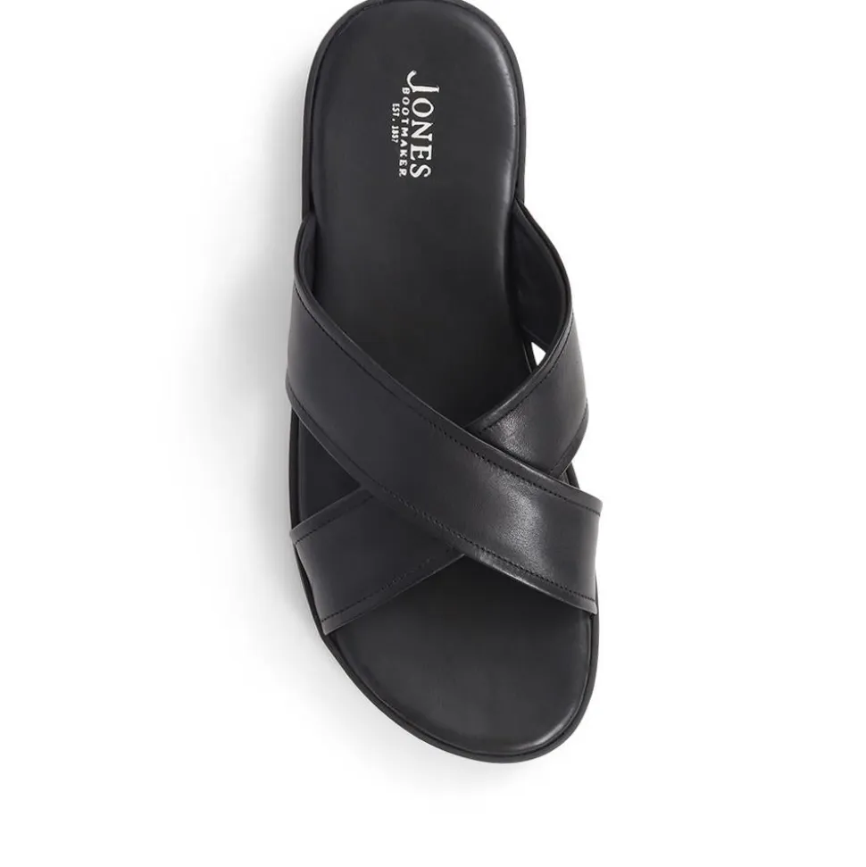 Whitstable Leather Sliders - Black