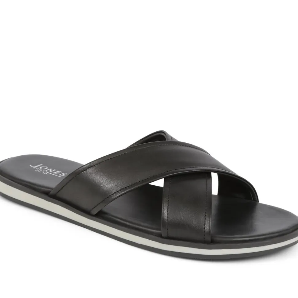 Whitstable Leather Sliders - Black