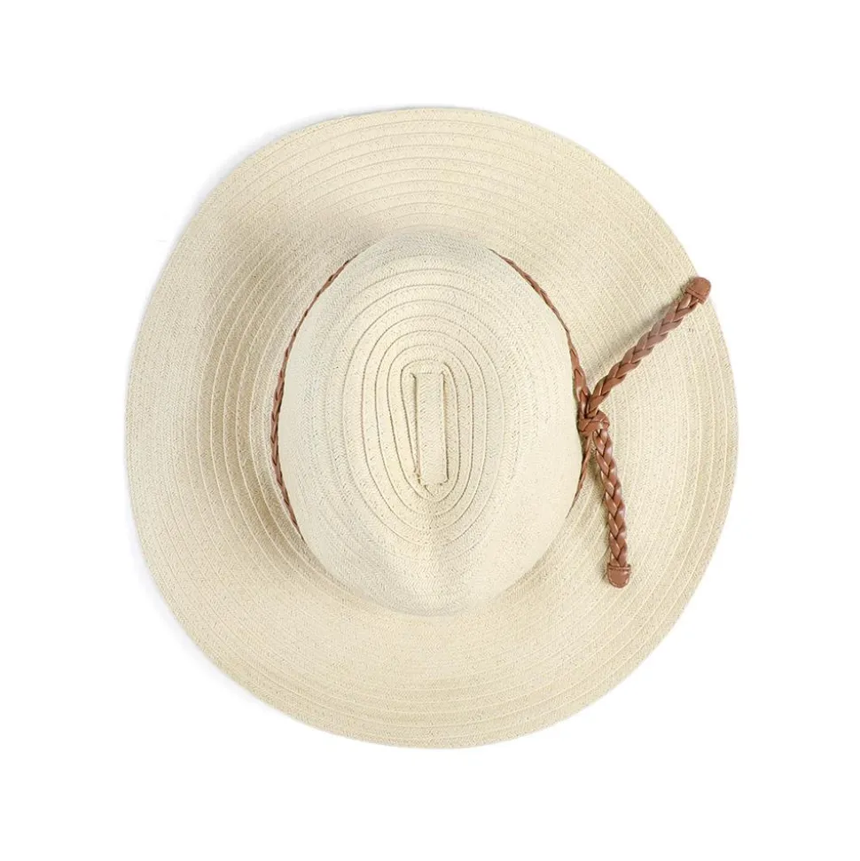 Wide Brim Sun Hat with Braided Band - Natural
