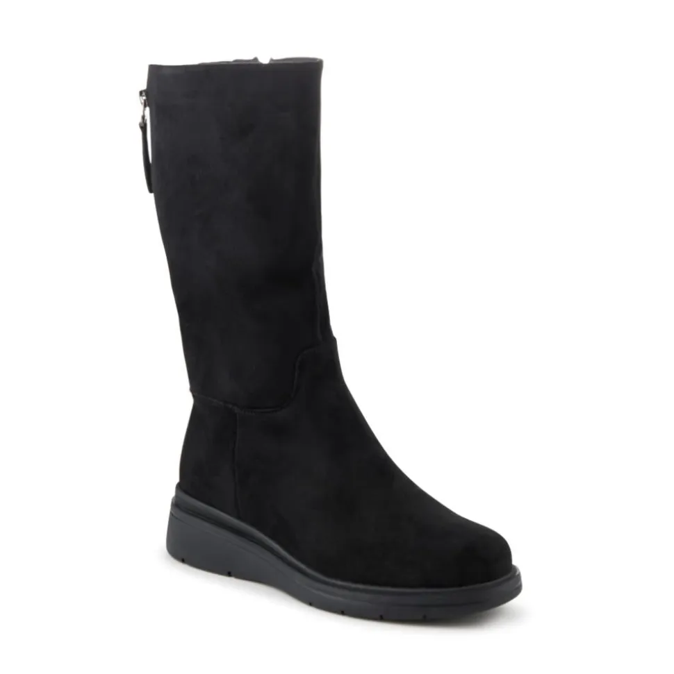 Wide Fit Adjustable Calf Length Boots - Black