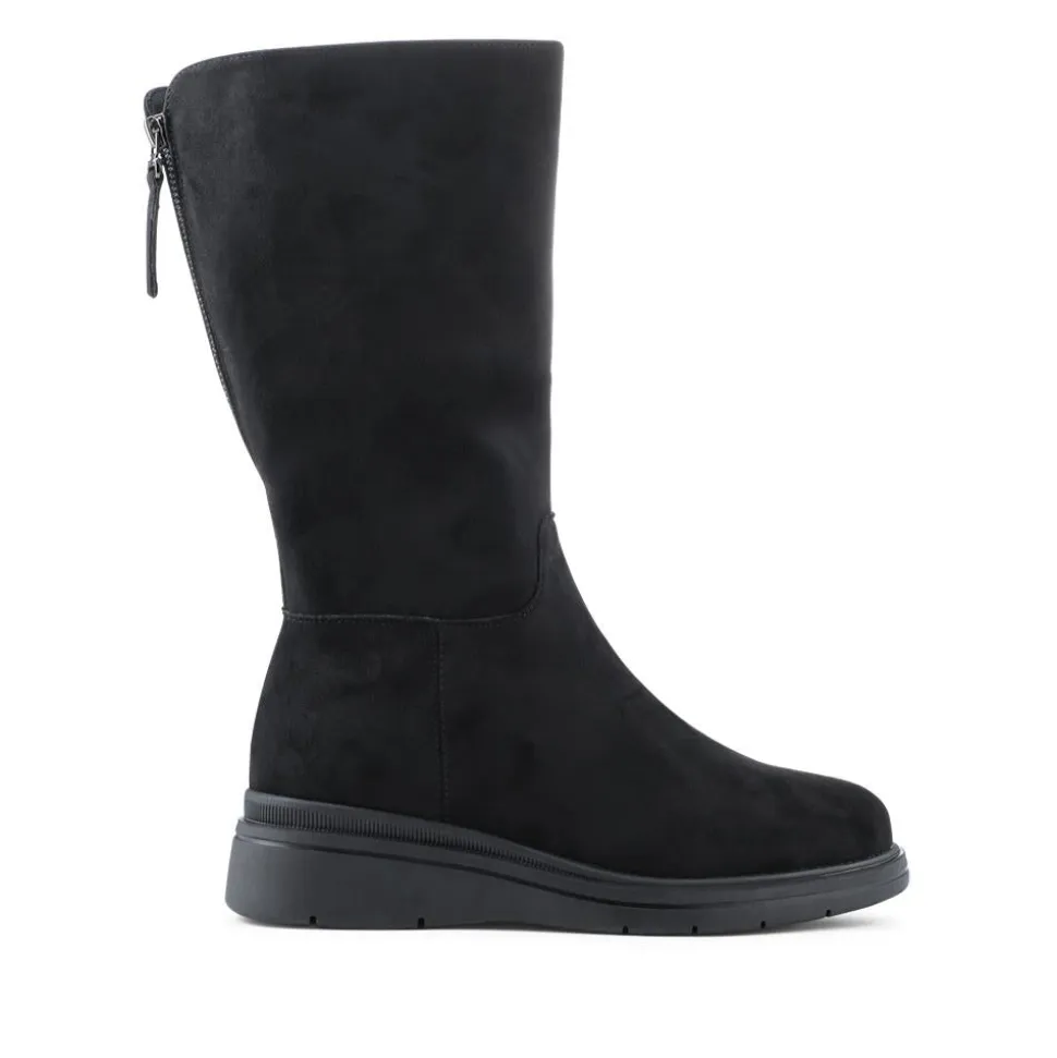 Wide Fit Adjustable Calf Length Boots - Black