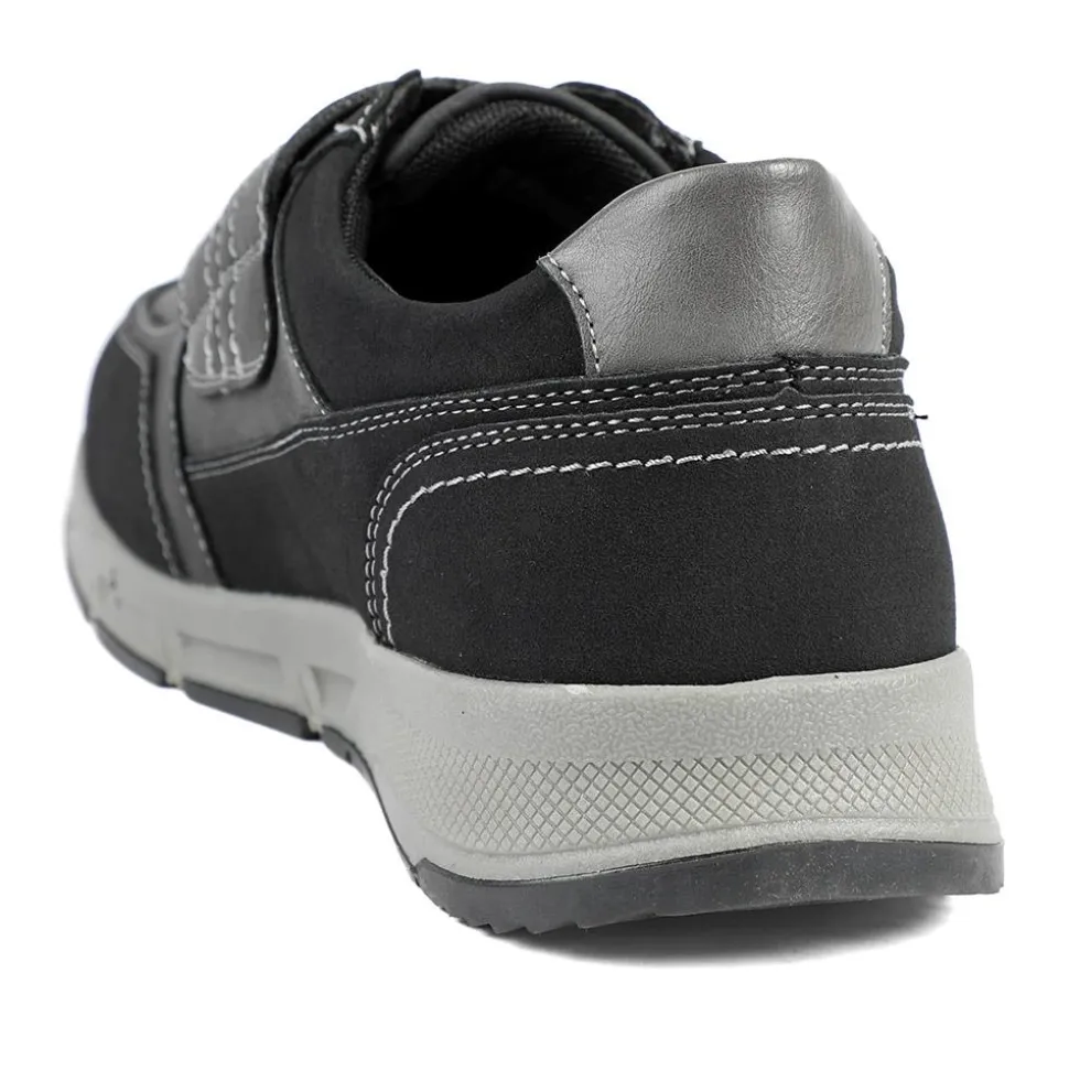 Wide Fit Adjustable Fasten Casual Shoes - Black
