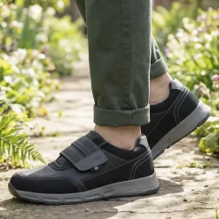 Wide Fit Adjustable Fasten Casual Shoes - Black