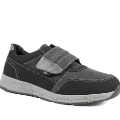Wide Fit Adjustable Fasten Casual Shoes - Black