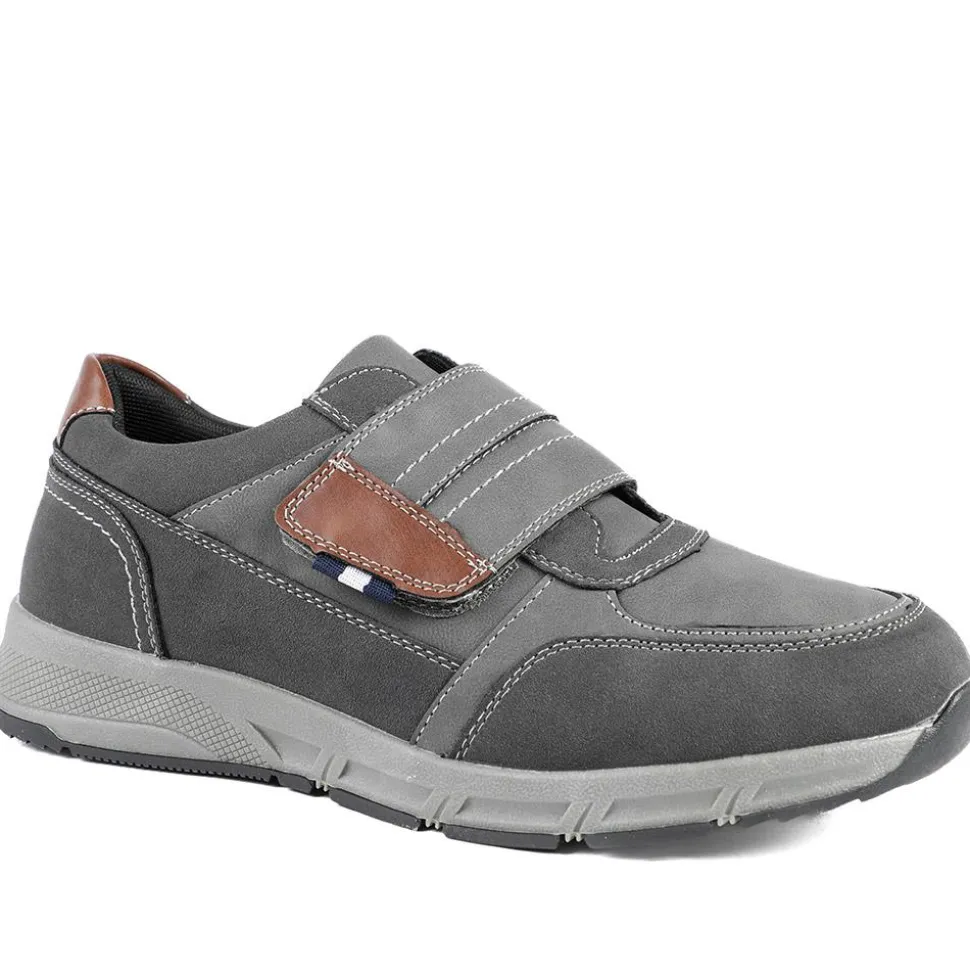 Wide Fit Adjustable Fasten Casual Shoes - Grey