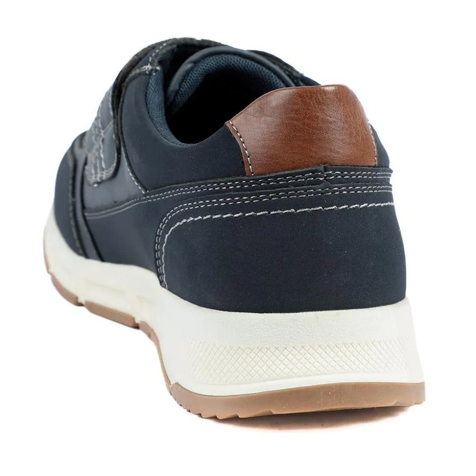 Wide Fit Adjustable Fasten Casual Shoes - Navy
