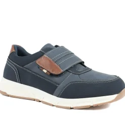 Wide Fit Adjustable Fasten Casual Shoes - Navy