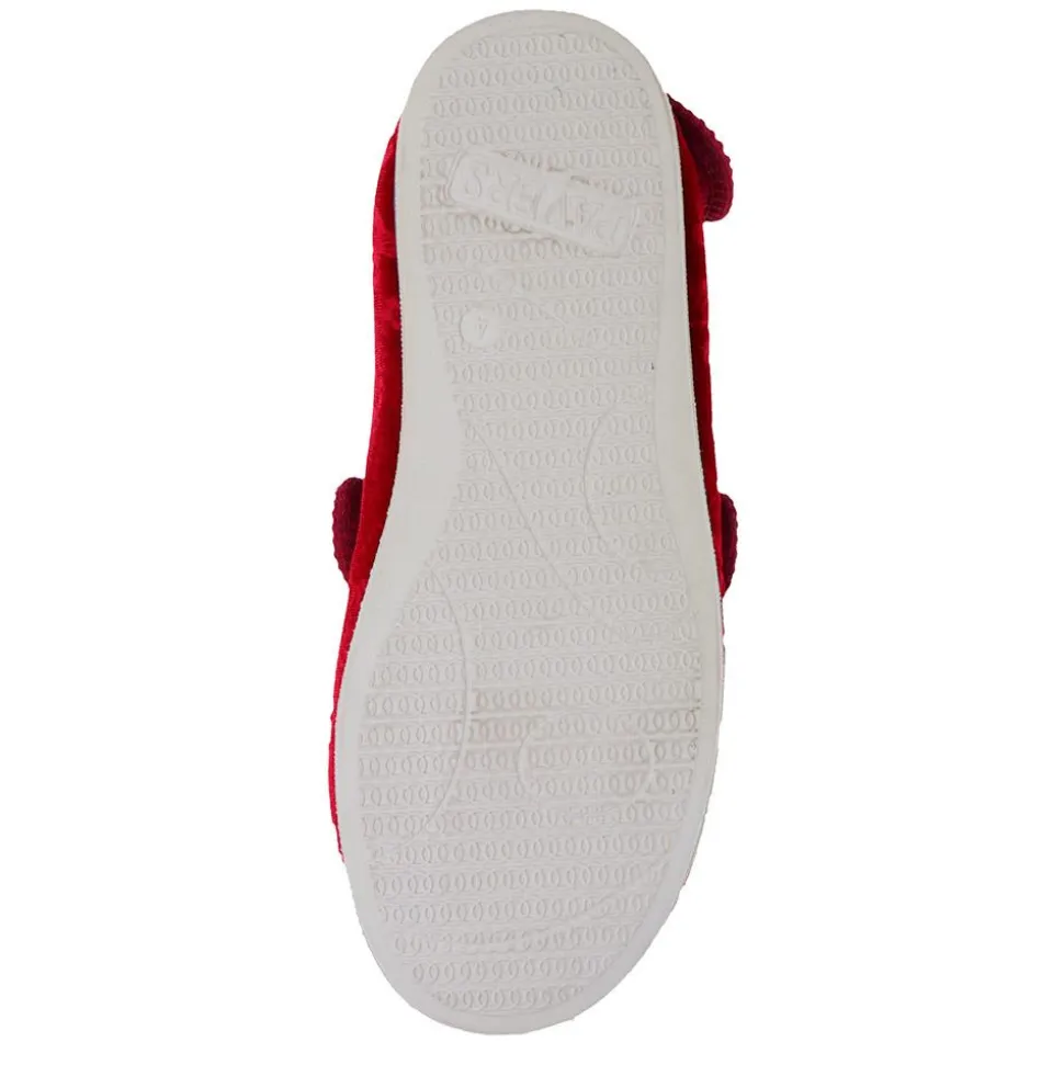 Wide Fit Adjustable Fasten Full Slipper - Burgundy Floral