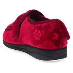 Wide Fit Adjustable Fasten Full Slipper - Burgundy Floral
