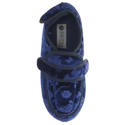 Wide Fit Adjustable Fasten Full Slipper - Navy Floral