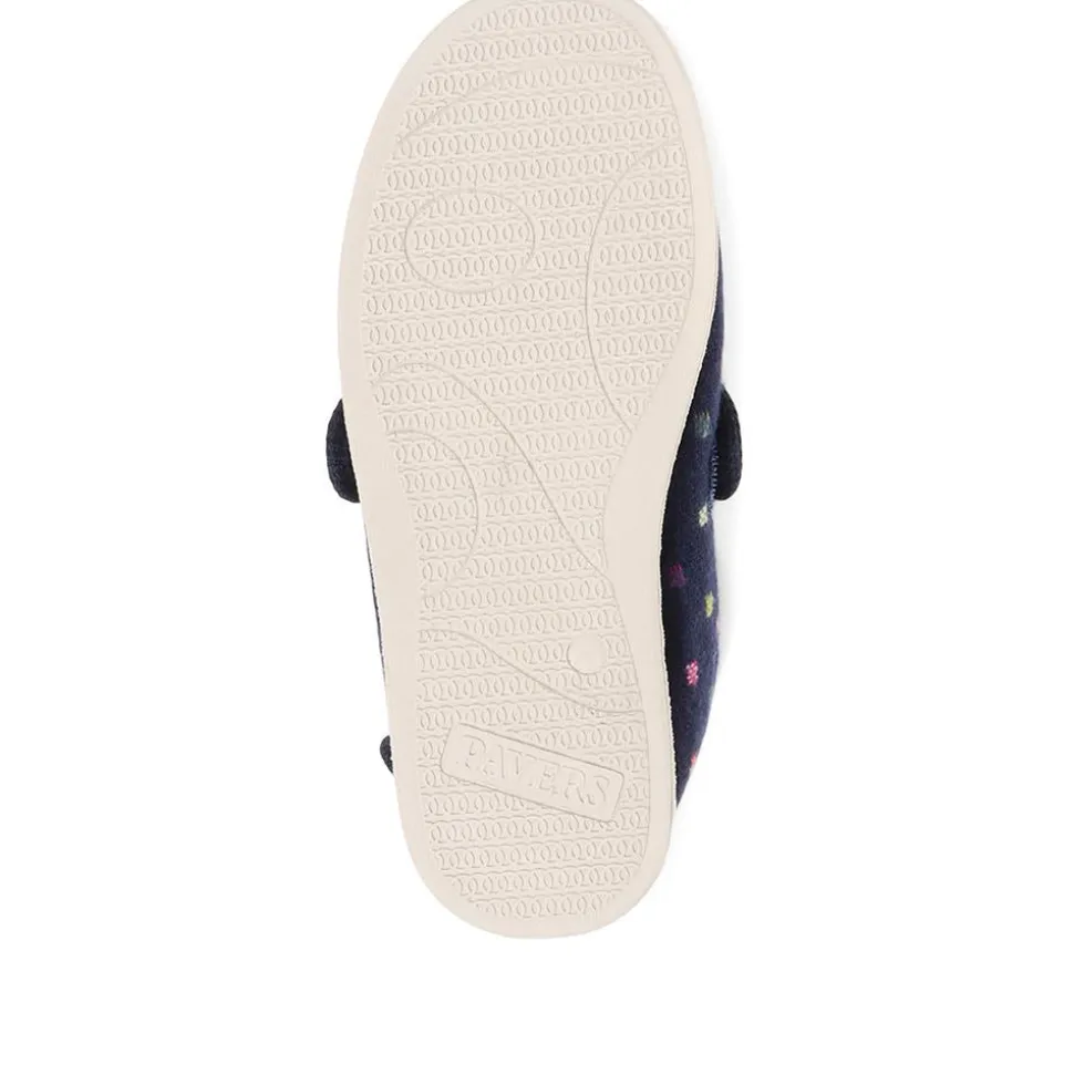 Wide Fit Adjustable Fasten Full Slipper - Navy Multi